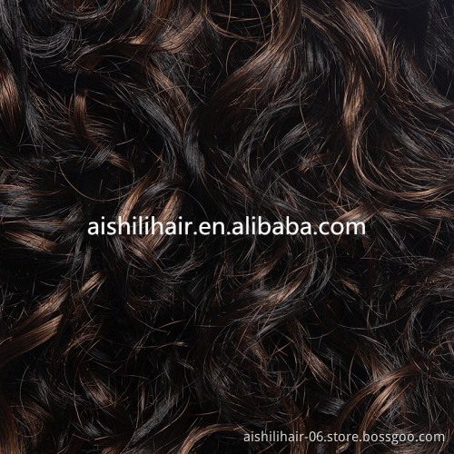 Aishili wholesale medium blonde brown hair kinky deep body curly synthetic hair wigs for women